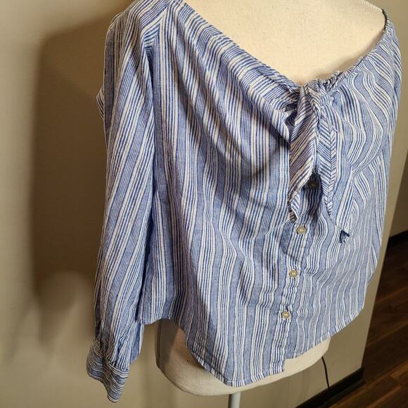 Free People Size Small Blue Hello There Beautiful Blouse - Picture 8 of 12